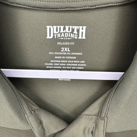 Duluth Trading Men's Knuckledown Green Short Sleeve Polo with Pocket Size 2XL - Picture 2 of 7